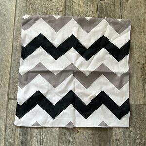 Chevron pillow cover black gray canvas 17” x 17”